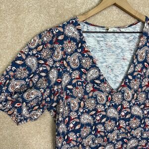 BODEN‎ Dress Size 16 LONG Paisley Shirt Dress Cotton Stretch Casual